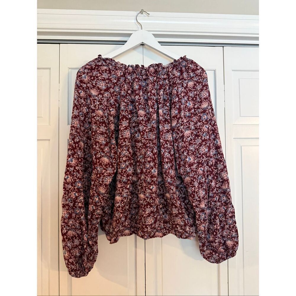 Old Navy floral notch neck long sleeve blouse medium tall - Picture 4 of 6
